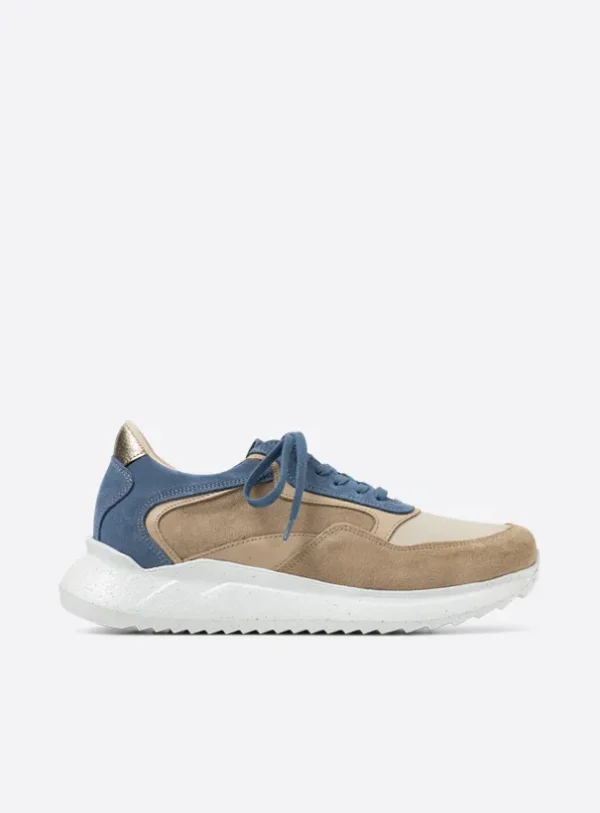 Wolky Whaler S2F - safari/jeans stretch/leer combi Comfortschoenen heren voor heren