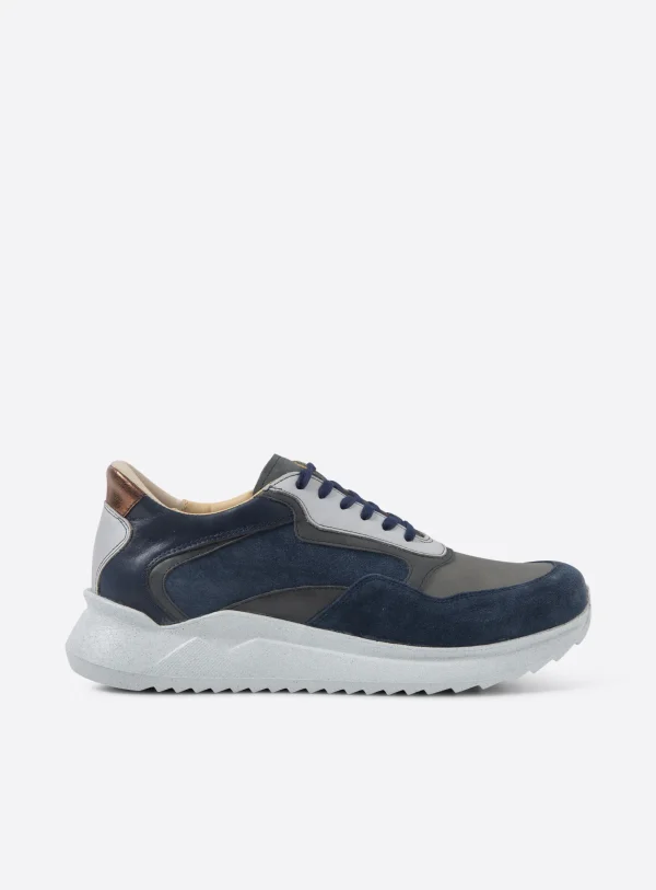 Wolky Whaler S2F - marineblauw stretch/leer combi Comfortschoenen heren voor heren
