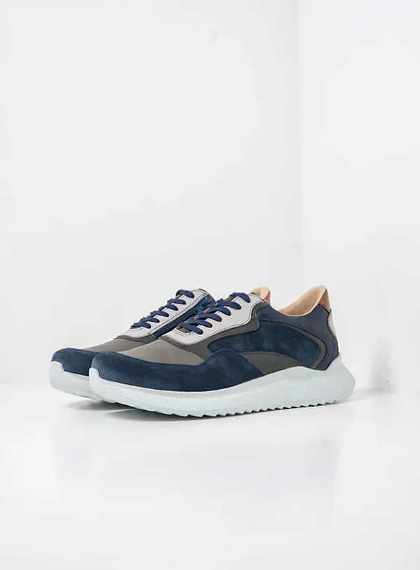 Wolky Whaler S2F - marineblauw stretch/leer combi Comfortschoenen heren voor heren