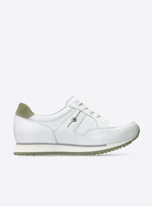 Wolky e-Walk - wit/saliegroen combi leer Sneakers voor dames
