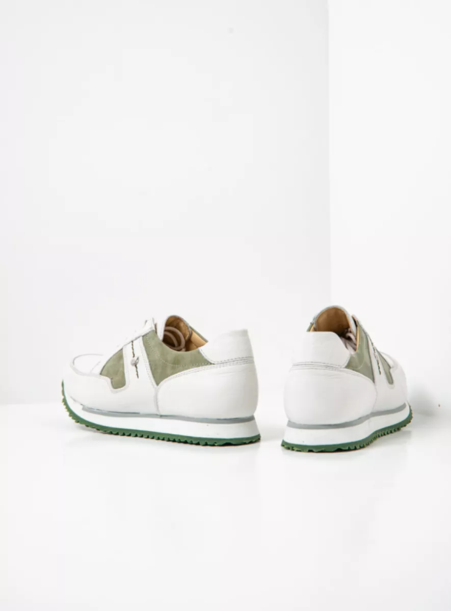 Wolky Sneakers 05804 e-Walk 90171 wit/saliegroen combi leer