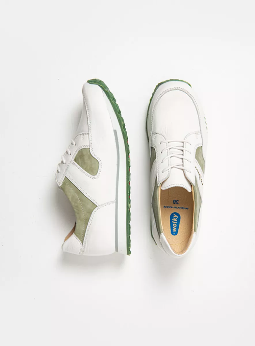 Wolky Sneakers 05804 e-Walk 90171 wit/saliegroen combi leer