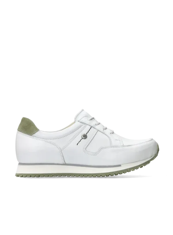 Wolky e-Walk - wit/saliegroen combi leer Sneakers voor dames