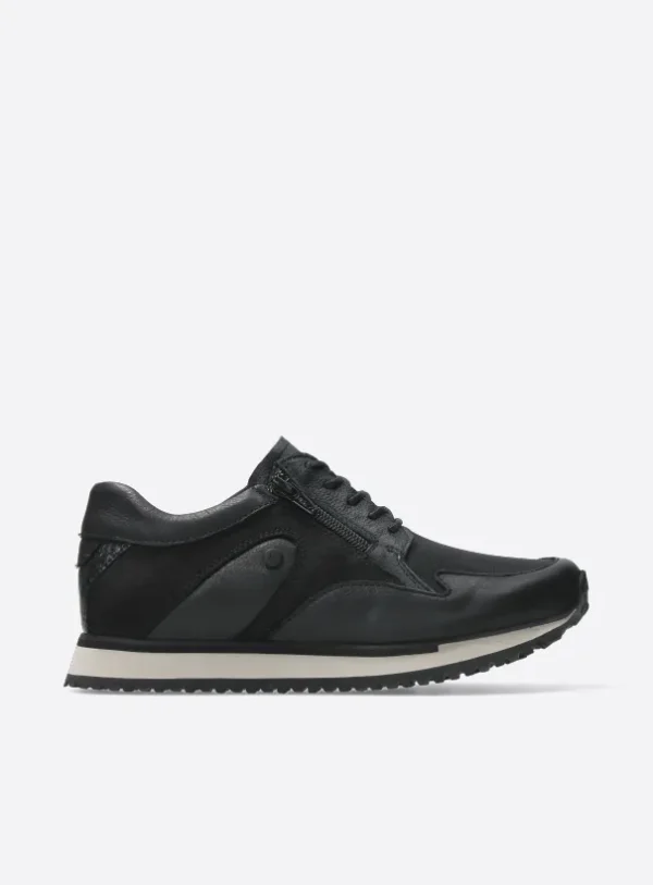 Wolky e-Go S2F - zwart stretch/leer combi Sneakers voor dames
