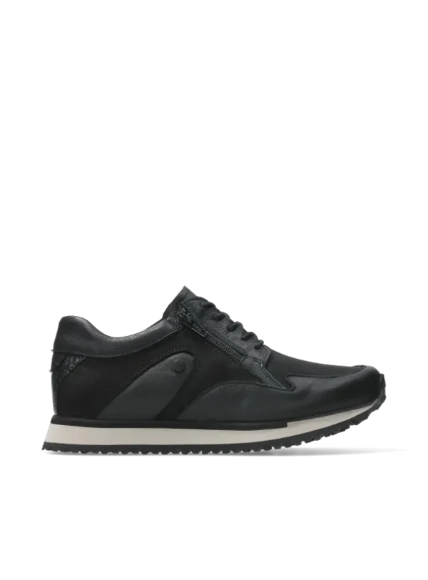 Wolky e-Go S2F - zwart stretch/leer combi Sneakers voor dames