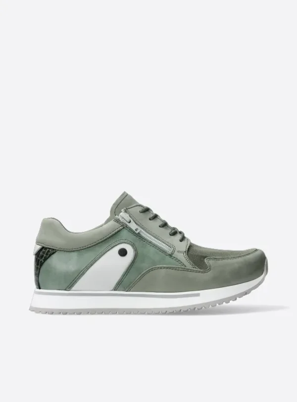 Wolky e-Go S2F - grijsgroen stretch/leer combi Sneakers voor dames