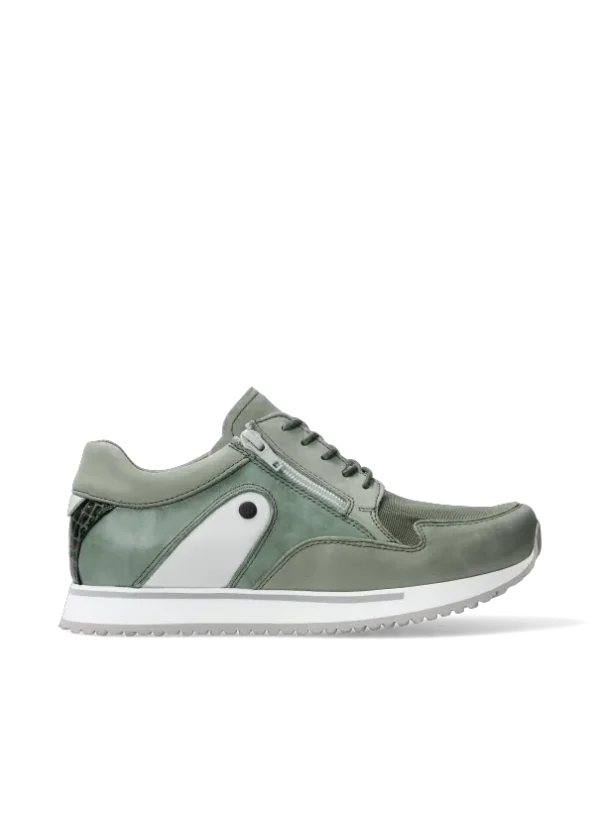 Wolky e-Go S2F - grijsgroen stretch/leer combi Sneakers voor dames