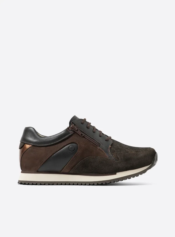 Wolky e-Go S2F - bruin stretch/leer combi Sneakers voor dames