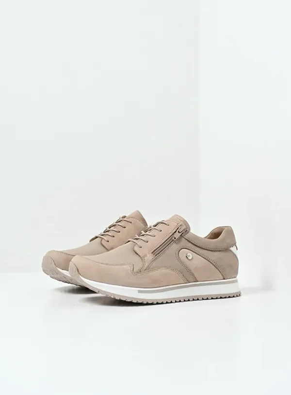 Wolky e-Go S2F - beige stretch/leer combi Sneakers voor dames