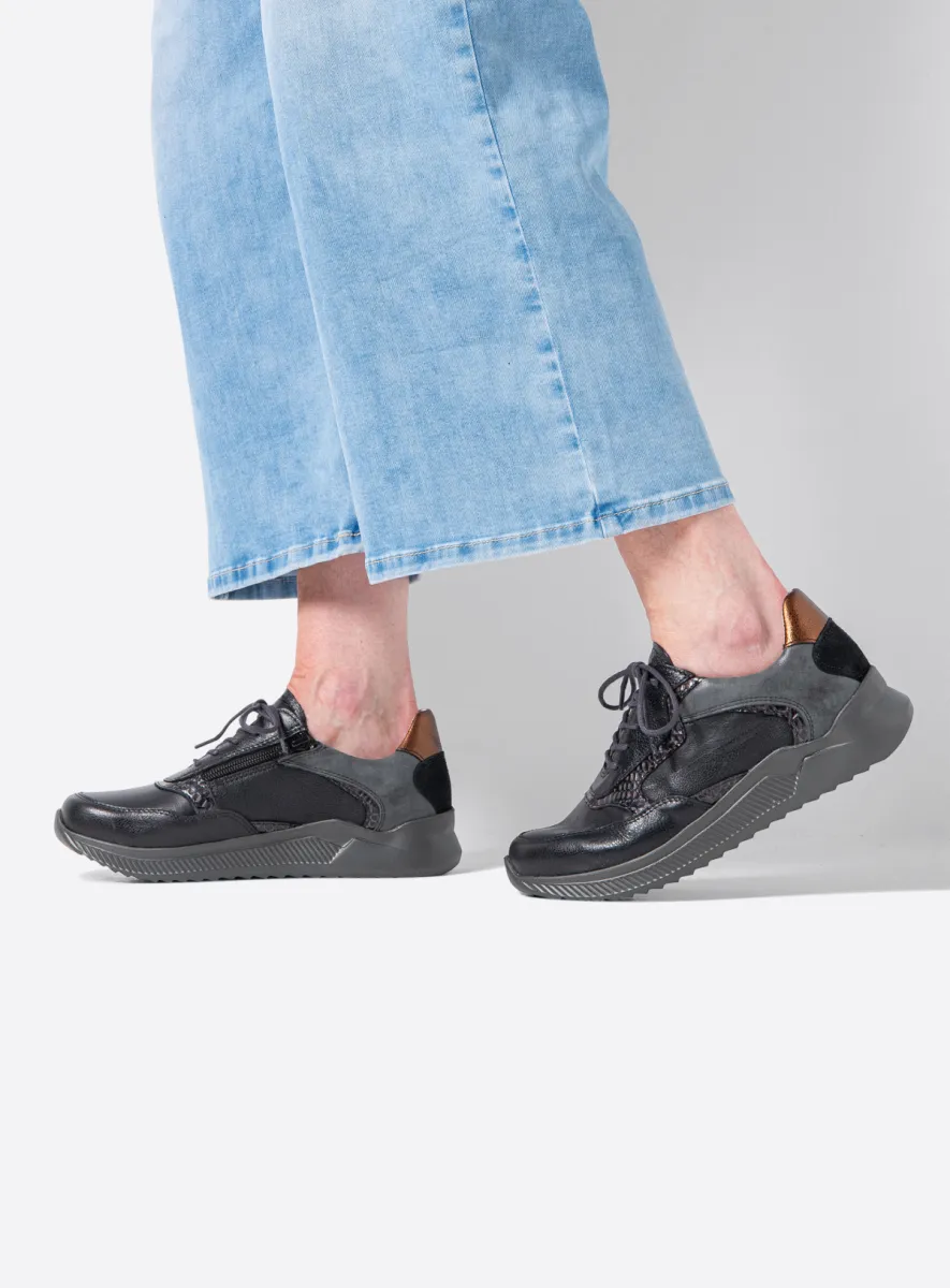 Wolky Sneakers 05825 e-Way S2F 23000 zwart stretch/leer combi
