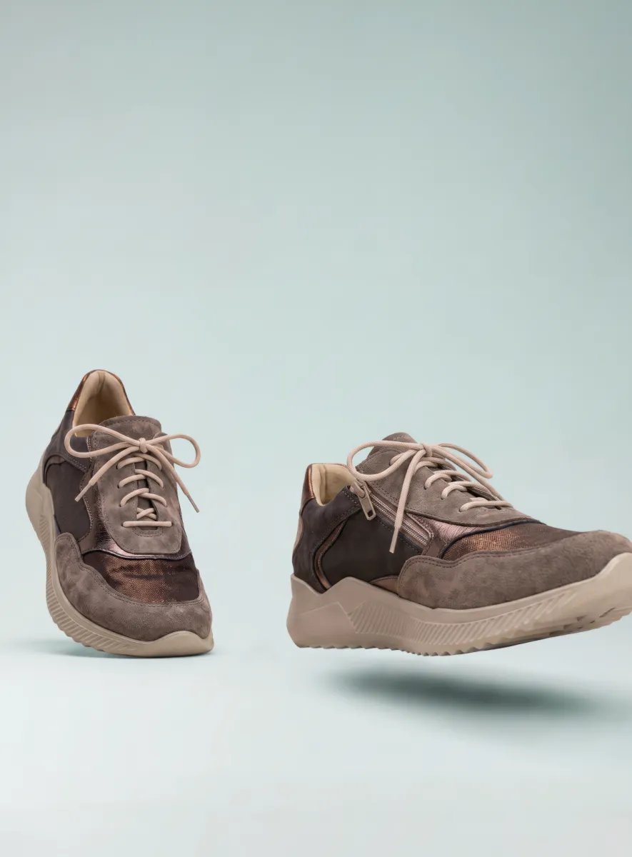 Wolky e-Way S2F - taupe stretch/leer combi Sneakers voor dames