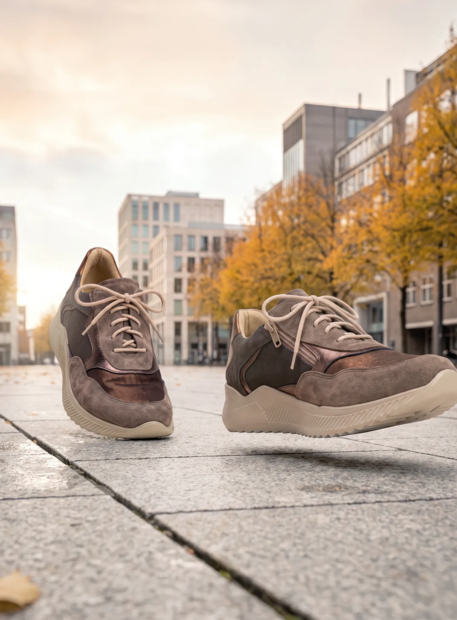 Wolky Sneakers 05825 e-Way S2F 23203 taupe stretch/leer combi