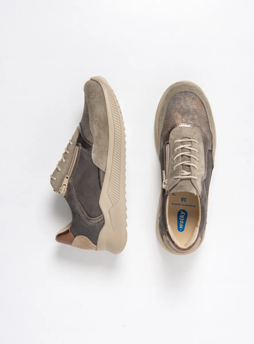 Wolky Sneakers 05825 e-Way S2F 23203 taupe stretch/leer combi