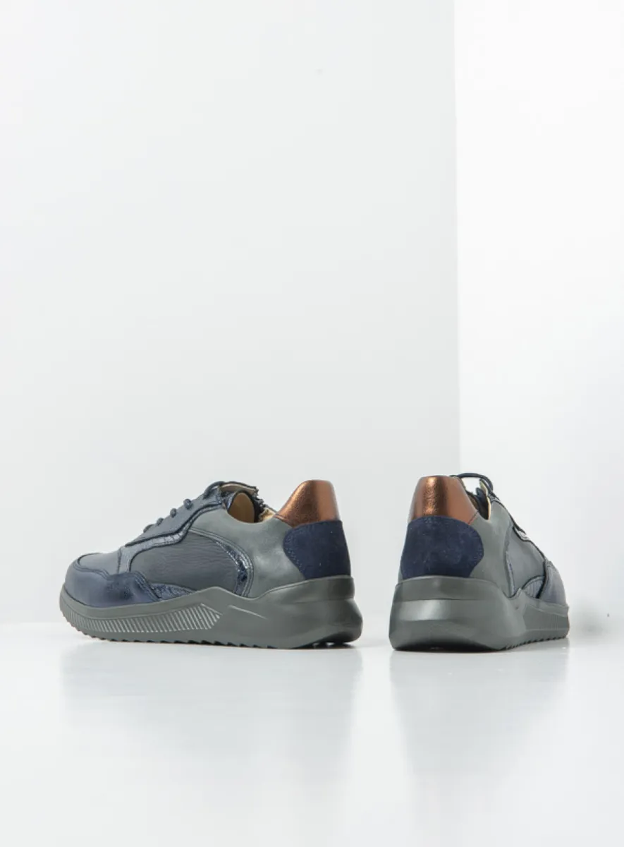 Wolky Sneakers 05825 e-Way S2F 23823 blauw metallic stretch/leer combi