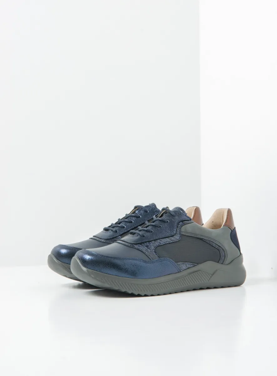 Wolky Sneakers 05825 e-Way S2F 23823 blauw metallic stretch/leer combi