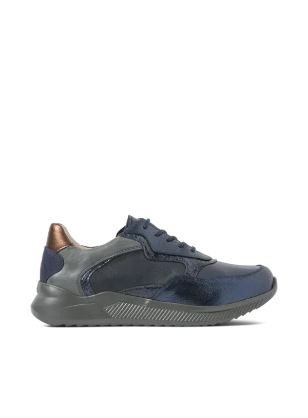 Wolky e-Way S2F - blauw metallic stretch/leer combi Sneakers voor dames