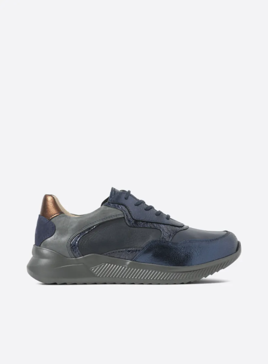 Wolky Sneakers 05825 e-Way S2F 23823 blauw metallic stretch/leer combi