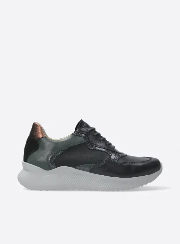 Wolky e-Way S2F - zwart stretch/leer combi Sneakers voor dames