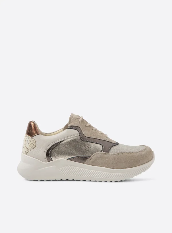 Wolky E-Way S2F - safari stretch/leer combi Sneakers voor dames
