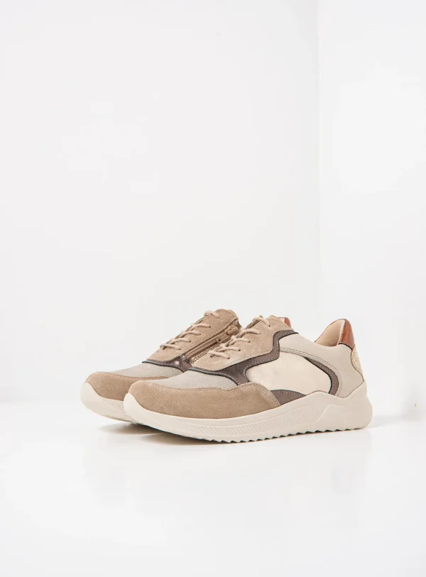 Wolky E-Way S2F - safari stretch/leer combi Sneakers voor dames