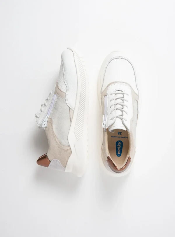 Wolky e-Way S2F - wit/beige stretch/leer combi Sneakers voor dames