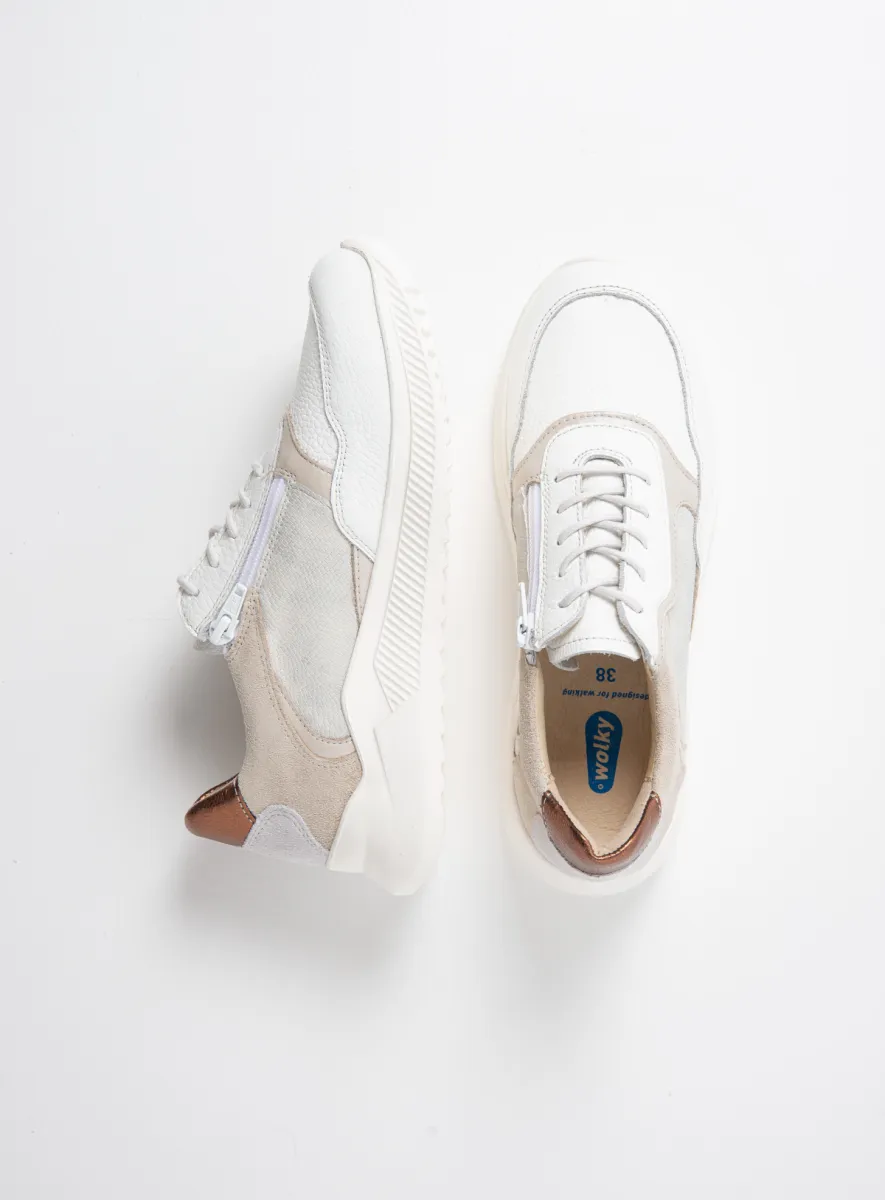 Wolky e-Way S2F - wit/beige stretch/leer combi Sneakers voor dames