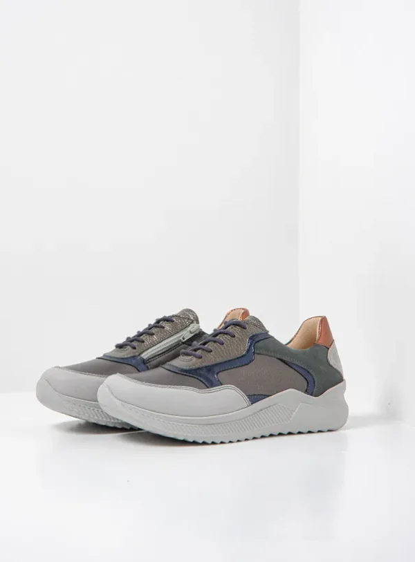 Wolky e-Way S2F - grijs stretch/leer combi Sneakers voor dames