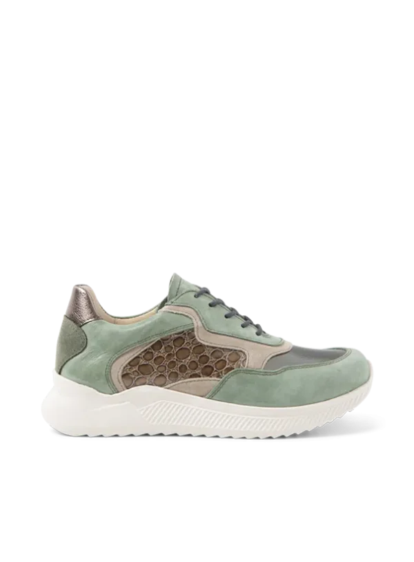 Wolky e-Way S2F - grijsgroen stretch/leer combi Sneakers voor dames