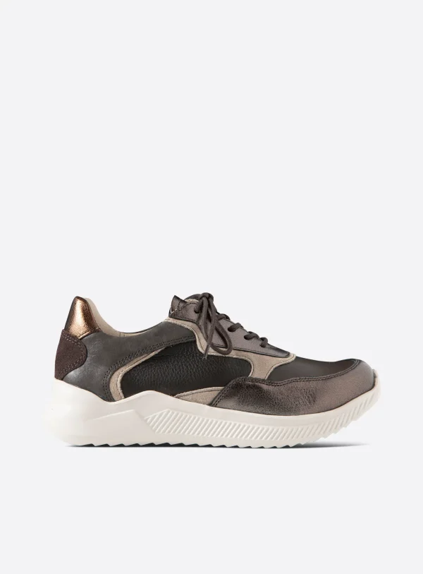 Wolky e-Way S2F - bruin stretch/leer combi Sneakers voor dames