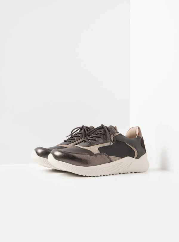Wolky e-Way S2F - bruin stretch/leer combi Sneakers voor dames