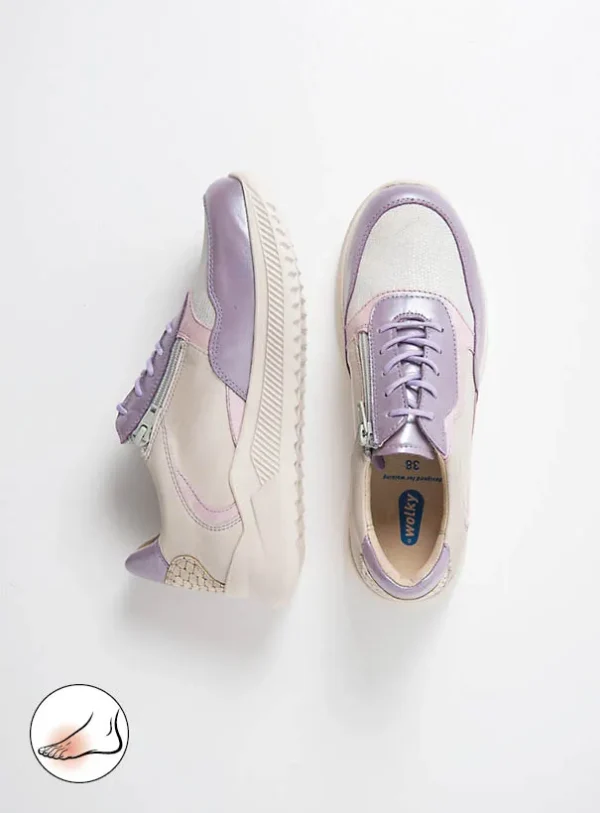Wolky e-Way S2F - lavendel stretch/leer combi Sneakers voor dames
