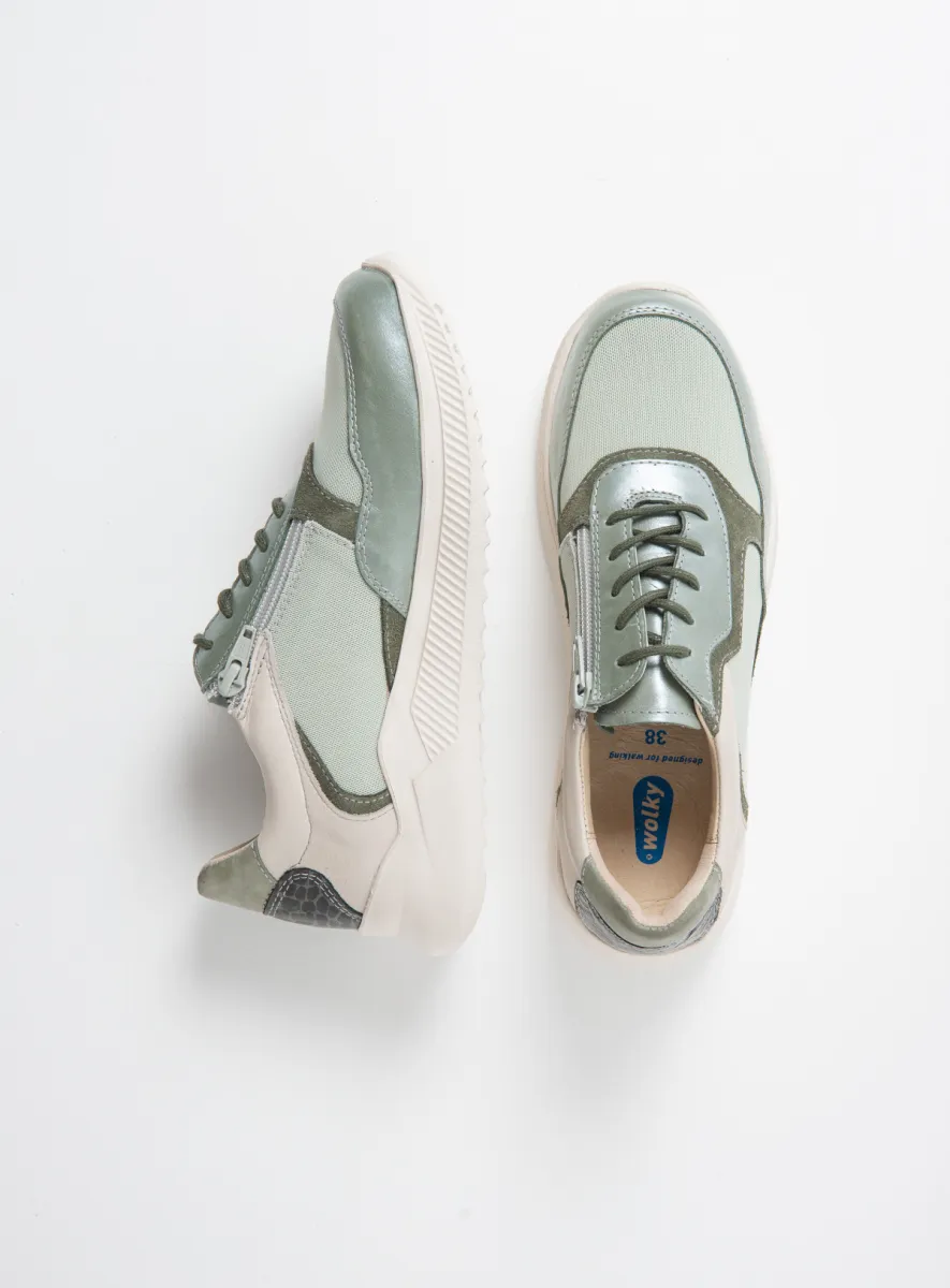 Wolky Sneakers 05825 e-Way S2F 90701 saliegroen stretch/leer combi