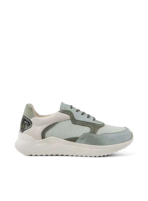 Wolky e-Way S2F - saliegroen stretch/leer combi Sneakers voor dames