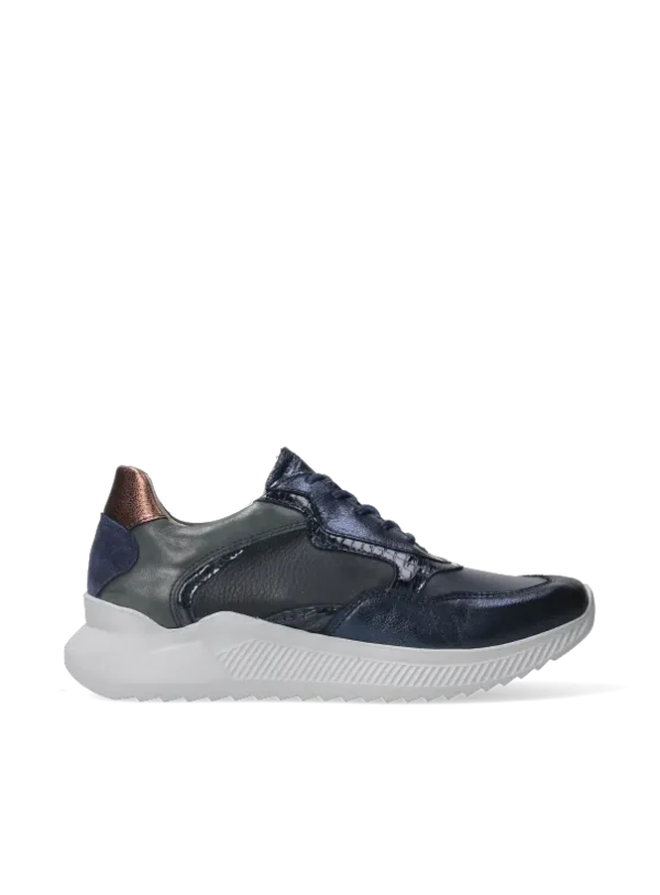 Wolky e-Way S2F - marineblauw stretch/leer combi Sneakers voor dames