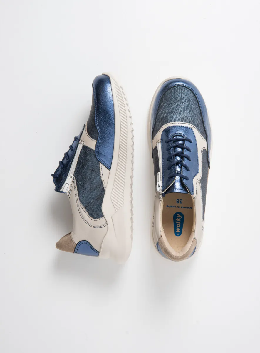 Wolky Sneakers 05825 e-Way S2F 90870 blauw stretch/leer combi