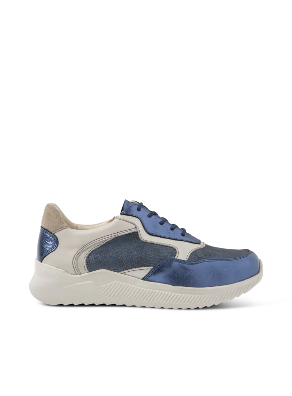 Wolky e-Way S2F - blauw stretch/leer combi Sneakers voor dames