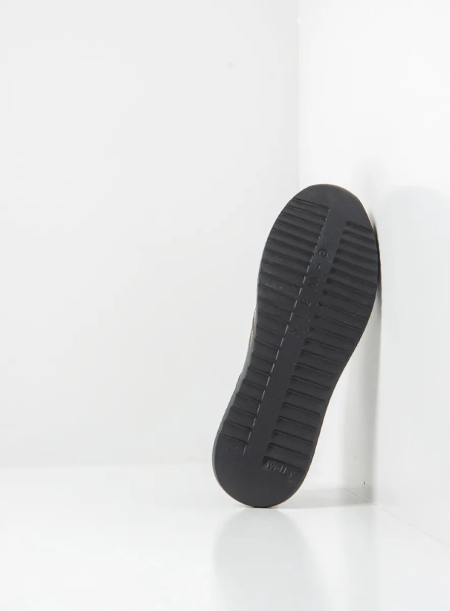 Wolky Hoge veterschoenen 05826 e-Push S2F 90000 zwart stretch/leer combi