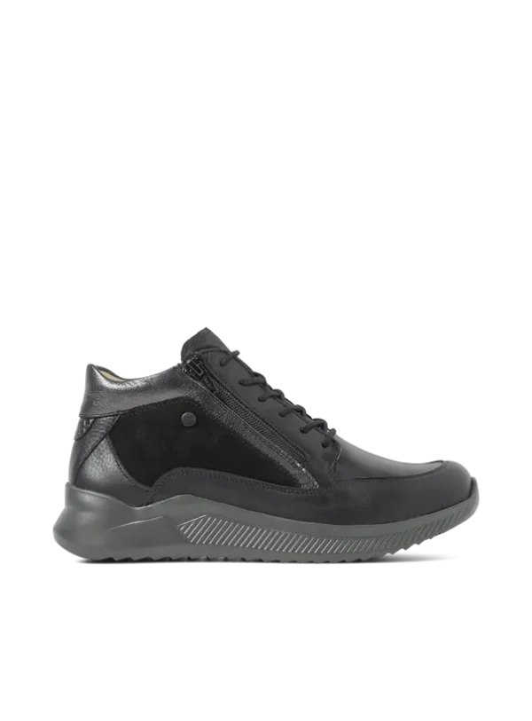 Wolky e-Push S2F - zwart combi stretch/leer Hoge veterschoenen voor dames