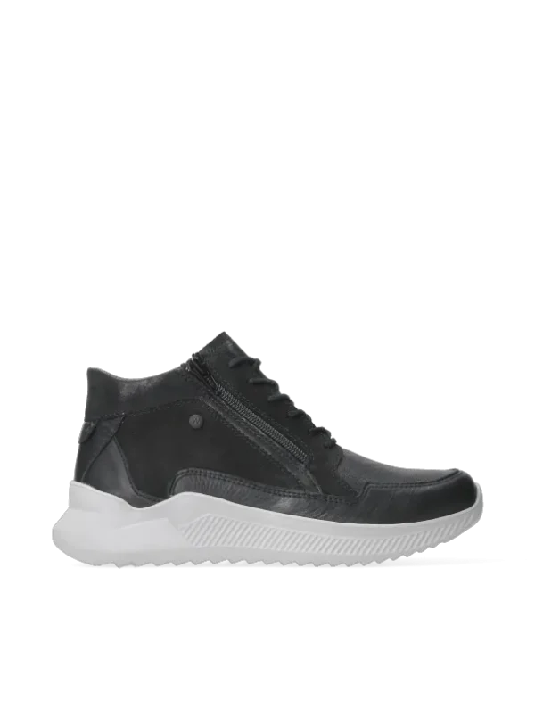 Wolky e-Push S2F - zwart stretch/leer combi Hoge veterschoenen voor dames