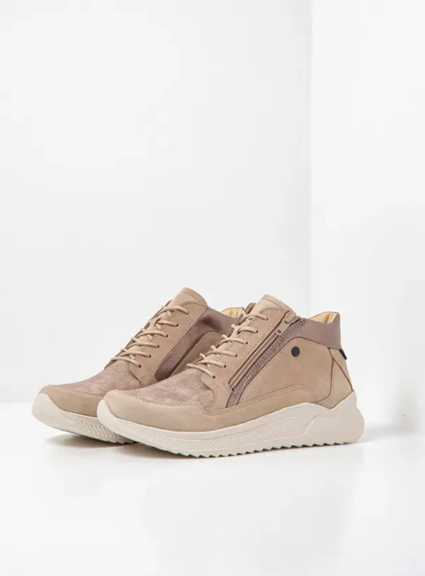 Wolky e-Push S2F - safari stretch/leer combi Hoge veterschoenen voor dames