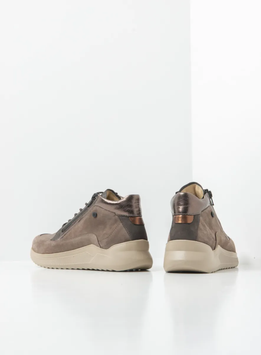 Wolky Hoge veterschoenen 05826 e-Push S2F 90203 taupe stretch/leer combi