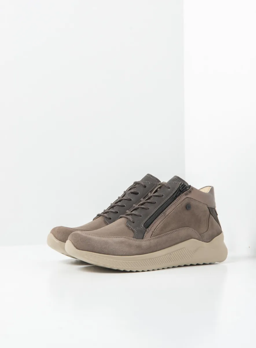 Wolky Hoge veterschoenen 05826 e-Push S2F 90203 taupe stretch/leer combi