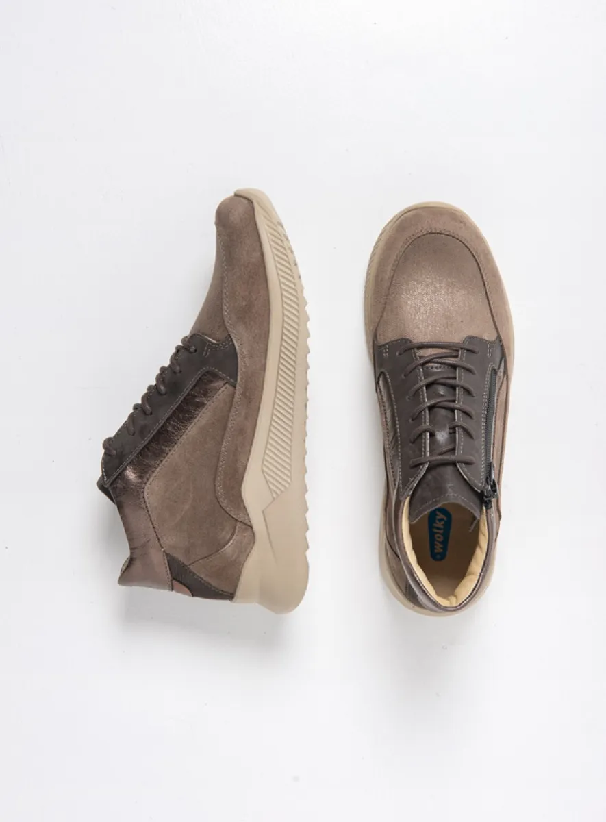 Wolky Hoge veterschoenen 05826 e-Push S2F 90203 taupe stretch/leer combi