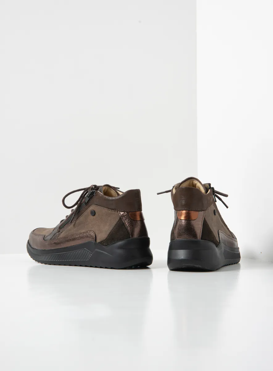 Wolky Hoge veterschoenen 05826 e-Push S2F 90300 bruin stretch/leer combi
