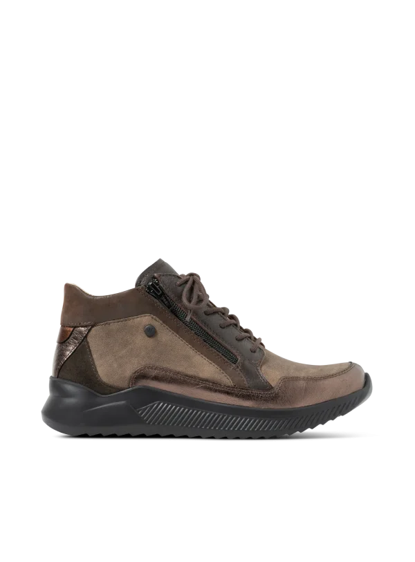 Wolky e-Push S2F - bruin stretch/leer combi Hoge veterschoenen voor dames