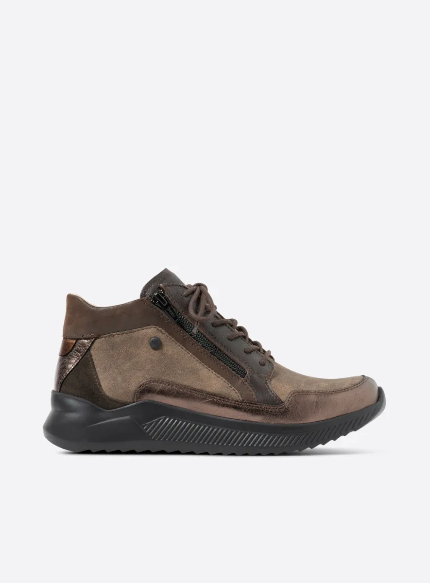 Wolky Hoge veterschoenen 05826 e-Push S2F 90300 bruin stretch/leer combi