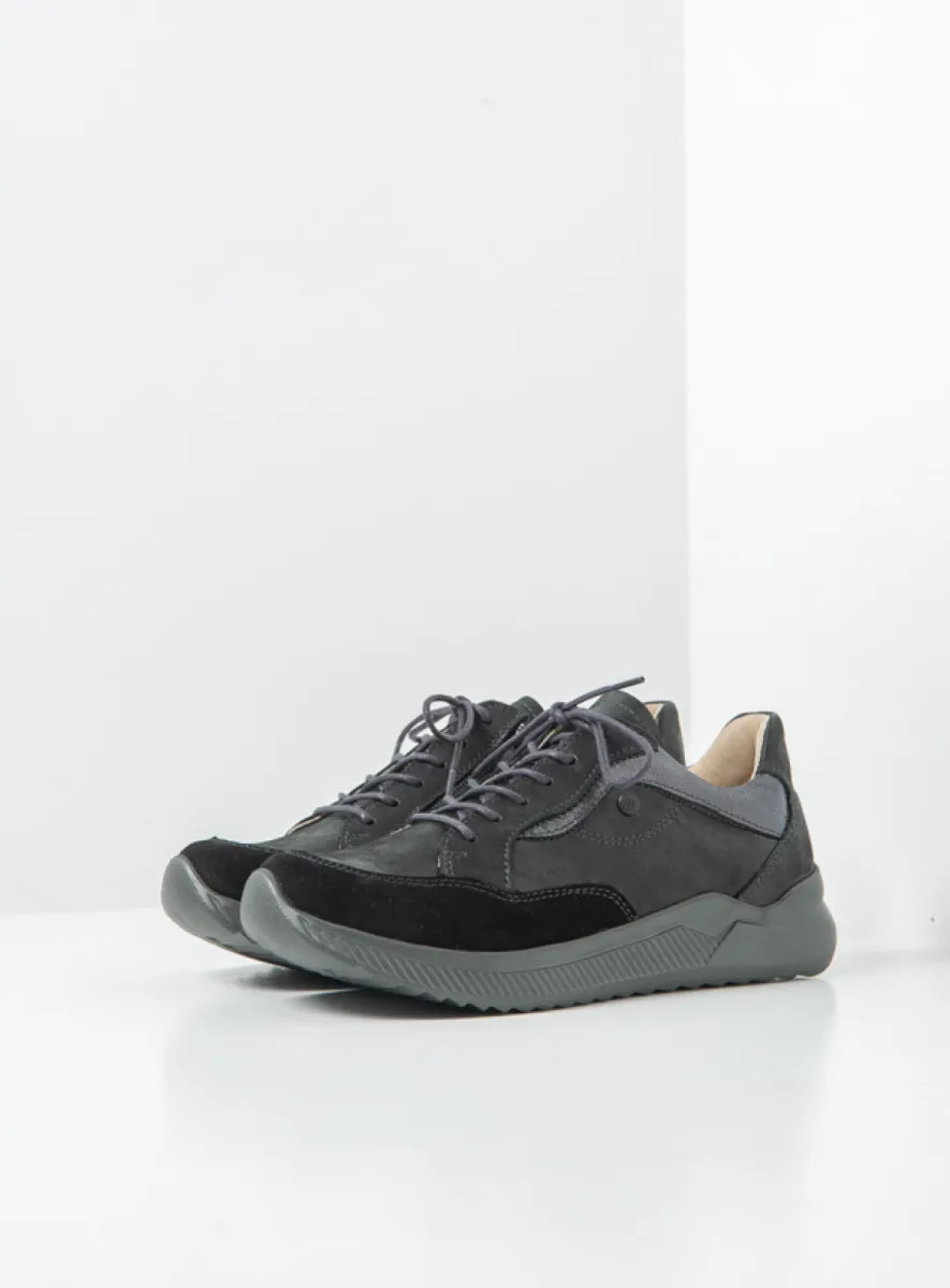 Wolky e-Move - zwart combi leer Comfort schoenen voor dames
