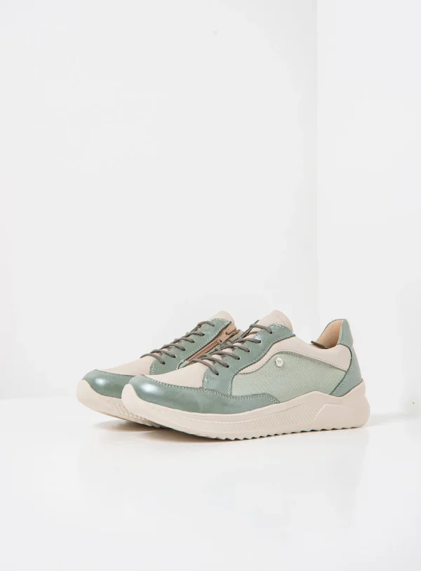 Wolky e-Move - saliegroen combi leer Sneakers voor dames