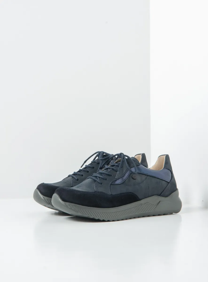 Wolky e-Move - marineblauw combi leer Comfort schoenen voor dames