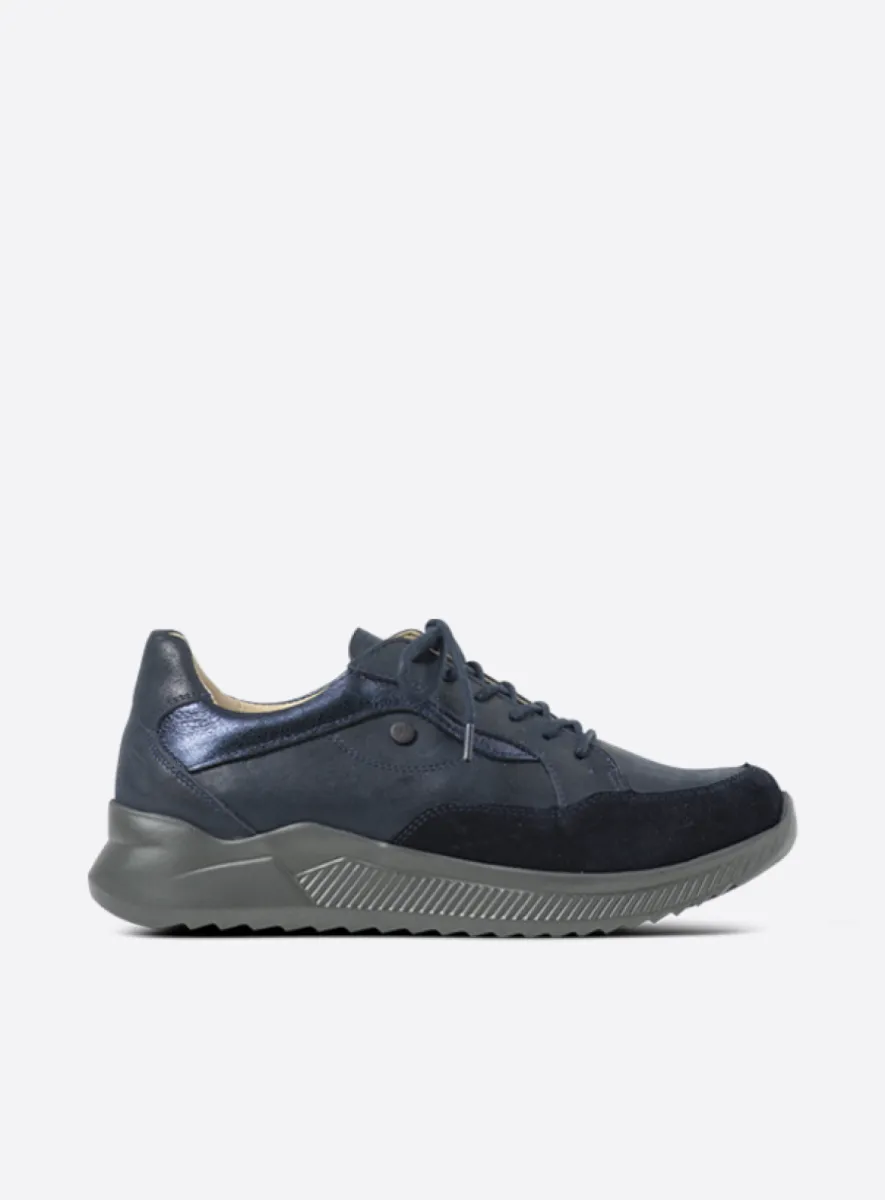 Wolky e-Move - marineblauw combi leer Comfort schoenen voor dames